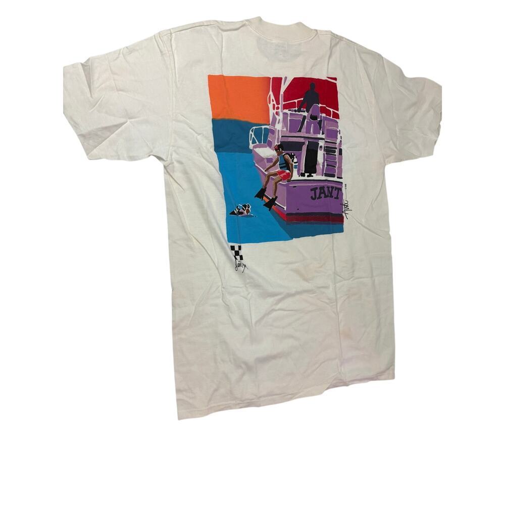 VTG Boat‎ Scuba Diving Jantzen T-shirt Large USA Made Single Stitch 1980s